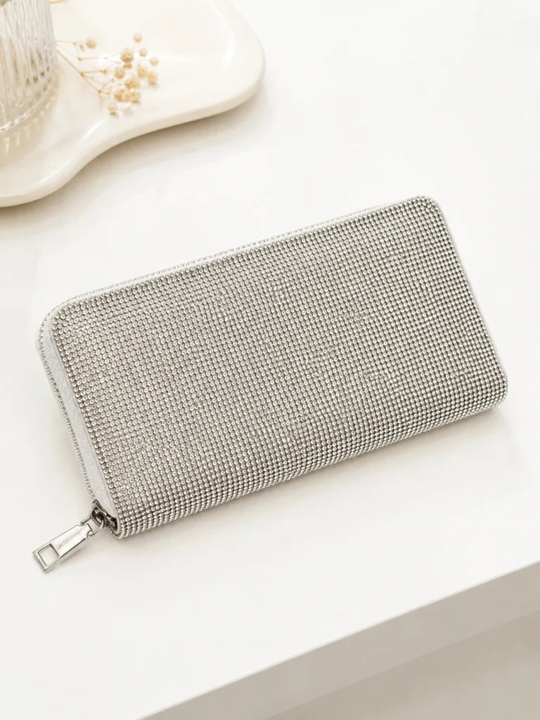 Portafoglio Pochette Glitter Argento
