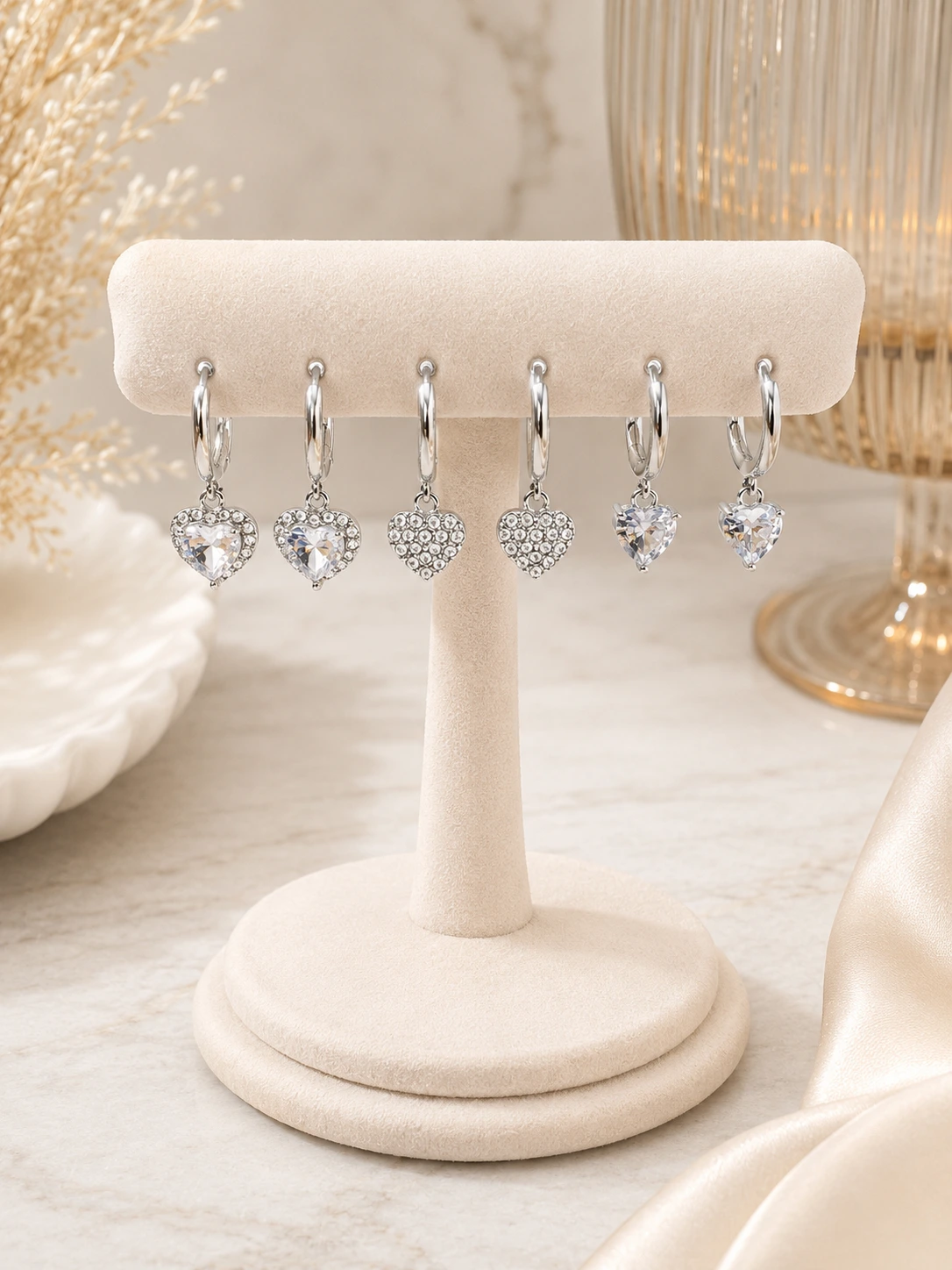 Set Orecchini Cuori Silver